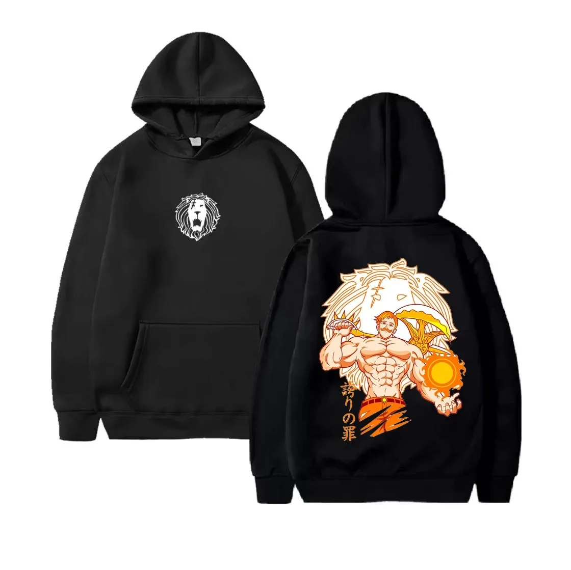 Hot Anime The Seven Deadly Sins Escanor gráfico con capucha hombres Casual sudaderas con capucha sueltas Manga hombres mujeres polar cálido sudaderas clásicas tops