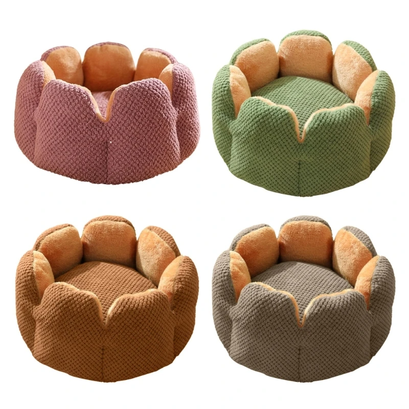 

Winter Plush Pet Bed House Cactus Flower Mat Washable Soft Kennels