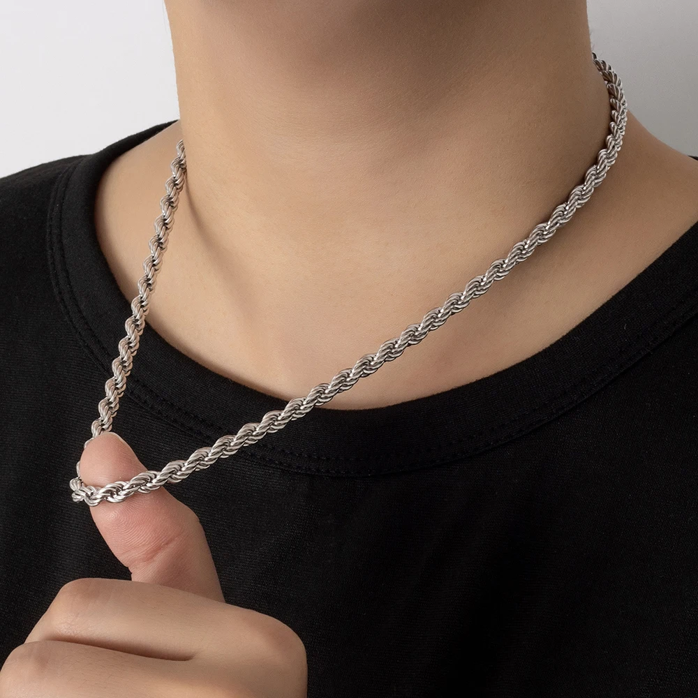 

Мужская цепочка-чокер из стерлингового серебра 925 пробы, 5 мм, в стиле хип-хоп, витая, винтажная, модная, эффектная, в рок-стиле
