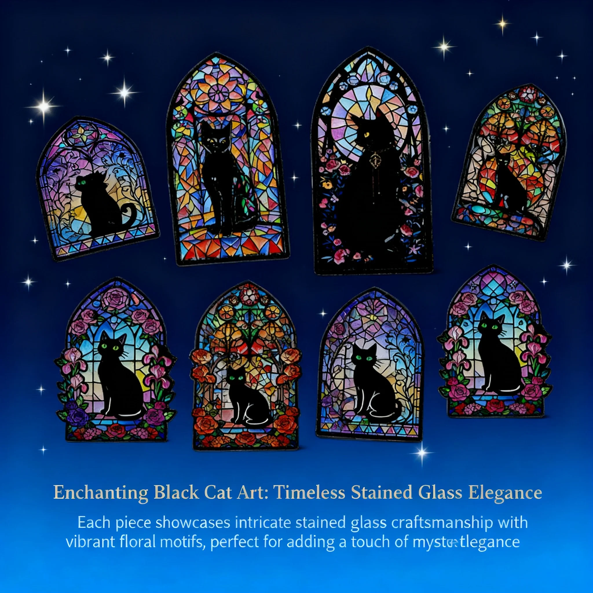 

Black Cat Stained Glass Pin Brooch Alloy Badge Clothing Backpack Accessories Jewelry Cross Border Hot Selling Stock Ready to
