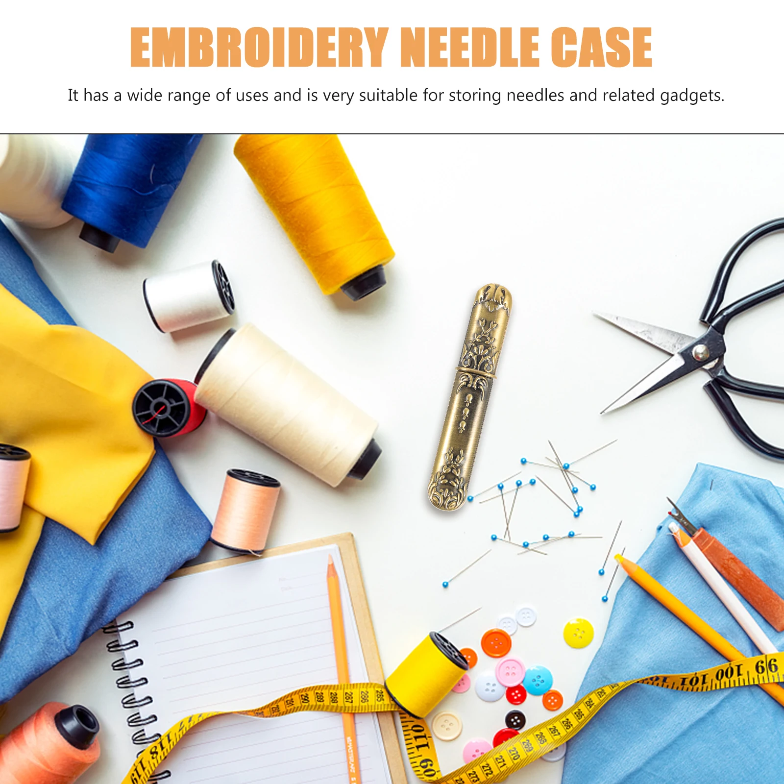 

Retro Syringe Awl Sewing Tool Storage Red Needles Holder Portable Embroidery Case Threading Box Container