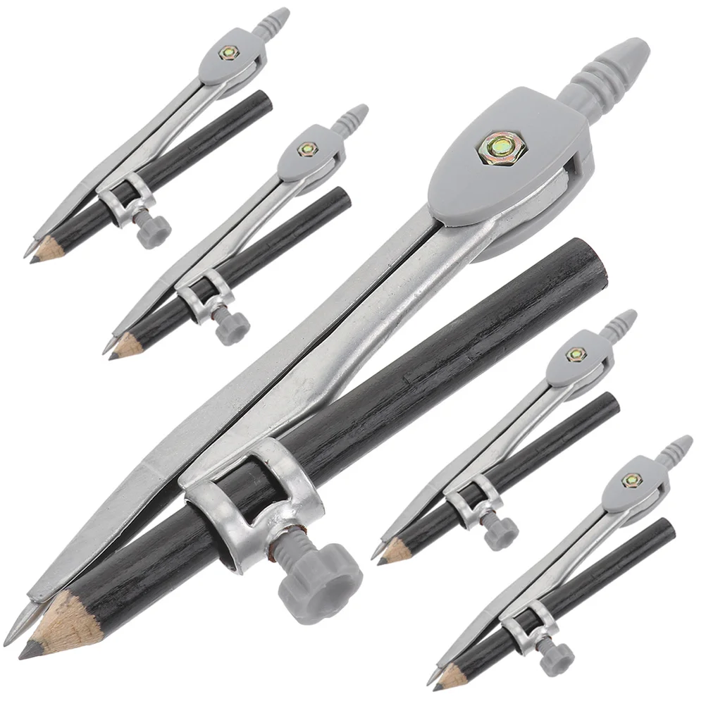 مجموعة أدوات رسم بوصلة صياغة مكونة من 5 قطع للمدرسة والمكتب والمنزل وعلامات دقيقة وتصميم محمول سهل التشغيل