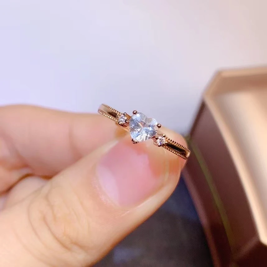 

Light Blue Aquamarine Ring for Daily Wear Natural Heart Aquamarine Silver Ring 925 Silver Aquamarine Jewelry