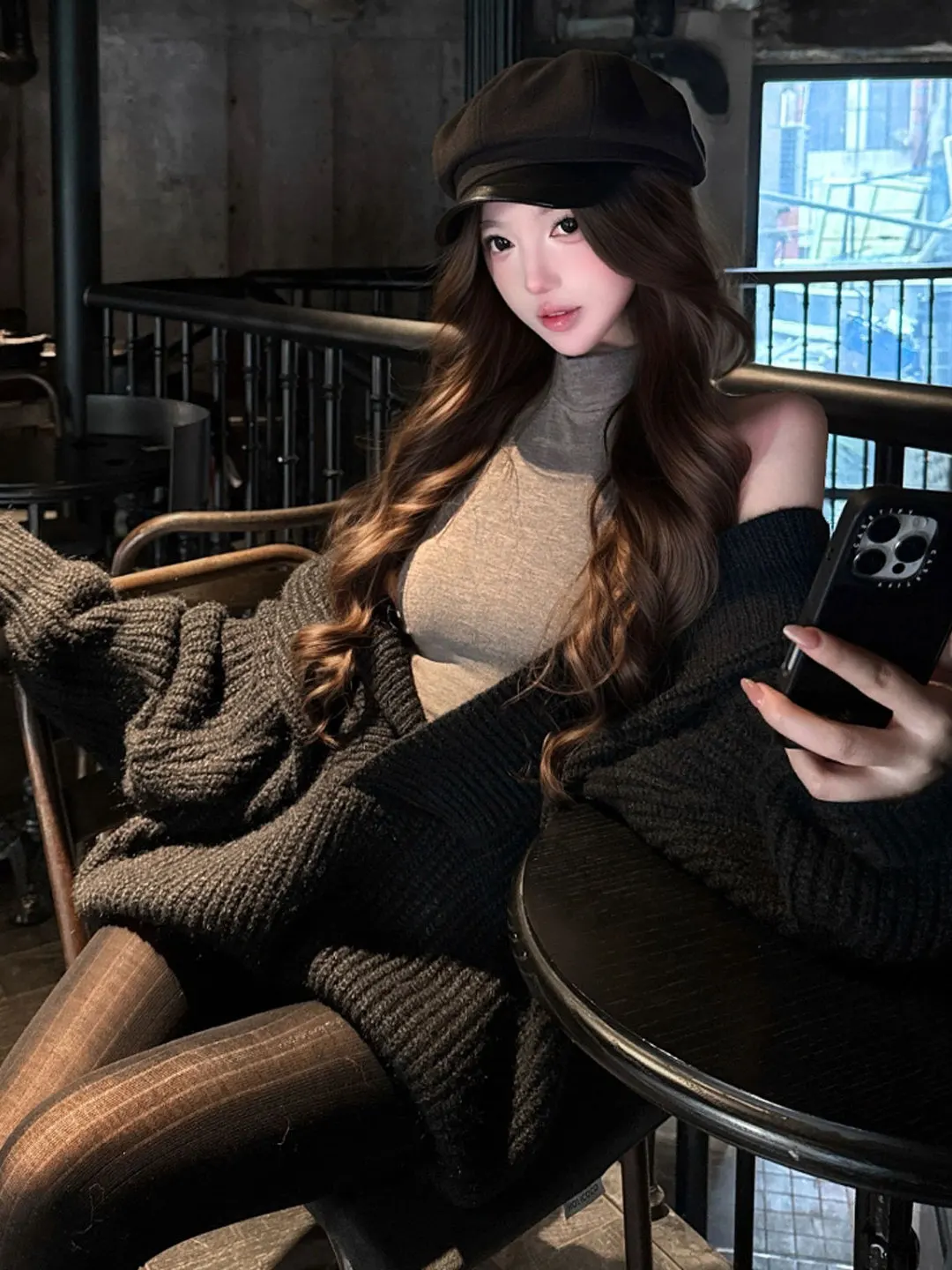 

Unique Sli Bla Sweater Vest Dr Two-Piece Set Ele Chic Girl Sle Winter Faion Outfit Comfortable Long Sve V...