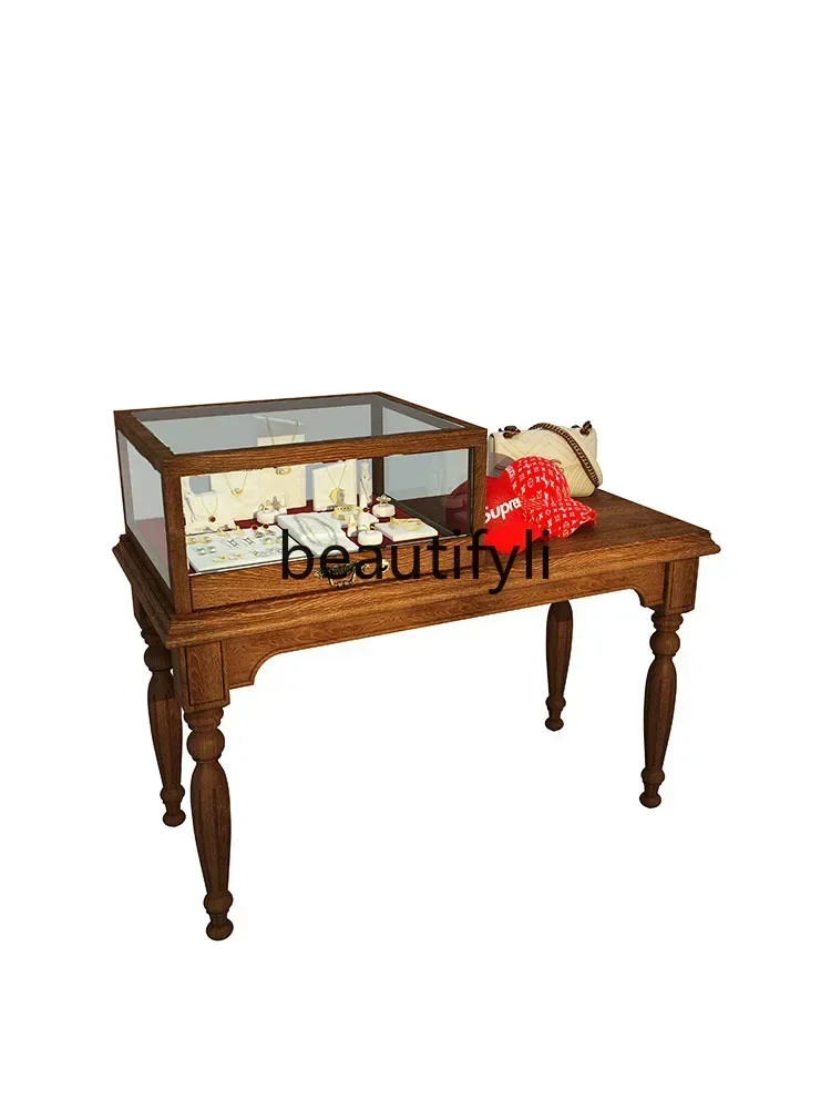M182  Jewelry, shoe bags, Nakajima display cabinet, retro solid wood paint cabinet, museum display cabinet to customize