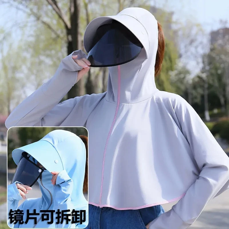 Women Ultraviolet-proof Sunshade Hat Sunscreen Clothing Tops Female Summer Outdoors Face Covering Veil Sunscreen Clothing Coat