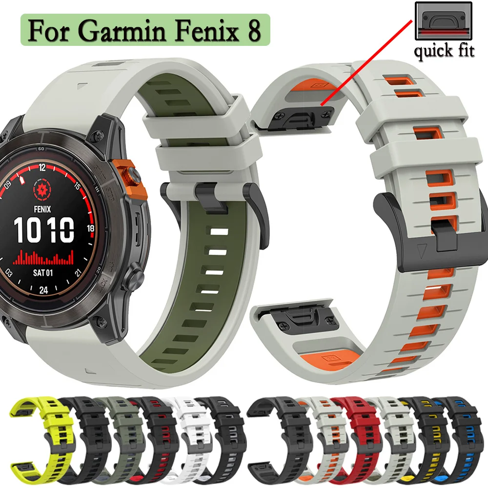 

22/26mm Quick Fit Strap For Garmin Fenix E 47mm | Fenix 8 47/51mm Silicone Wristband For Garmin Quaitx 3 Watchband With Tools