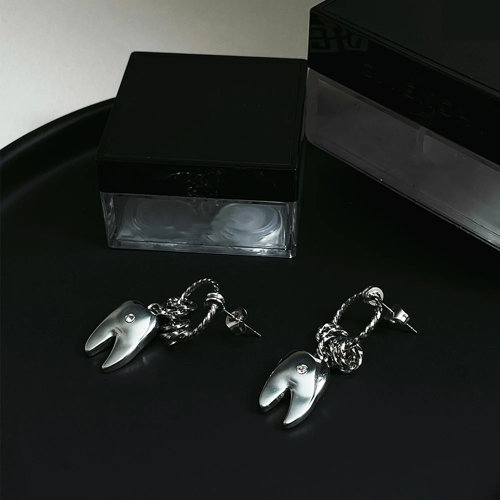 

ENFASHION Goth Teeth Drop Earrings For Women Stainless Steel Zircon Dangle Earring Fashion Jewelry Pendientes Mujer Party E1315