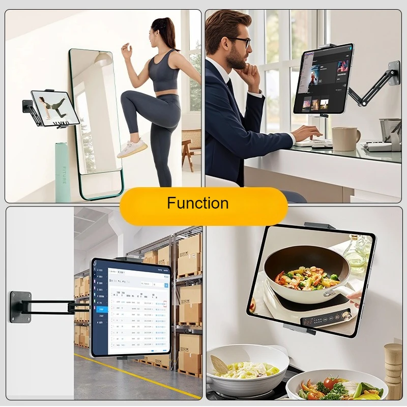 Aluminum Alloy Wall Mount for Cellphone Tablet Swing Arm Telescopic Adjustable Rotating Tablet Holder Stand Desk