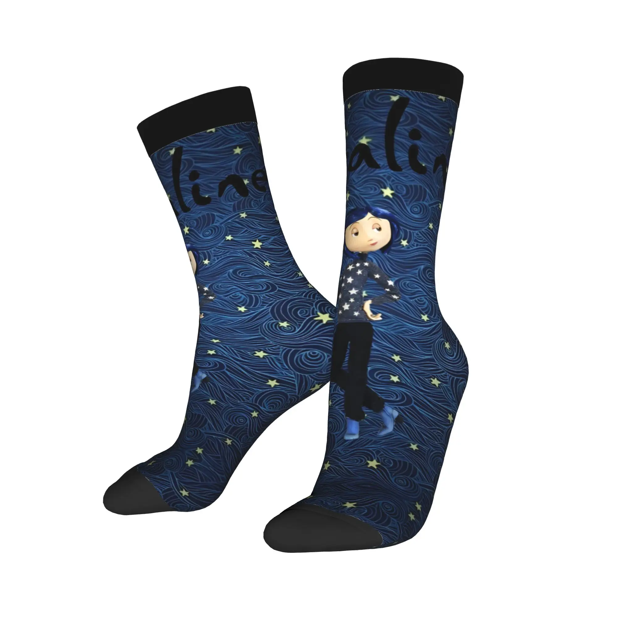 جوارب Harajuku Horror Cartoon Coraline Skateboard من البوليستر للجنسين غير قابلة للانزلاق