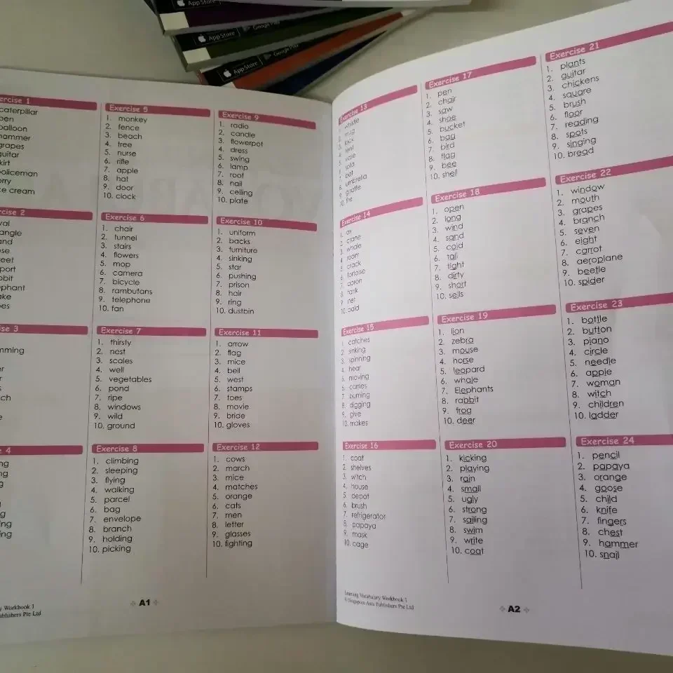 6 książek/zestaw Singapurskiej Językowoznawczej Biblioteki SAP Learning Vocabulary, książki do nauki angielskiego dla klasy 1-6, dla dzieci w wieku 8-12 lat, do zadań domowych, edukacyjne.