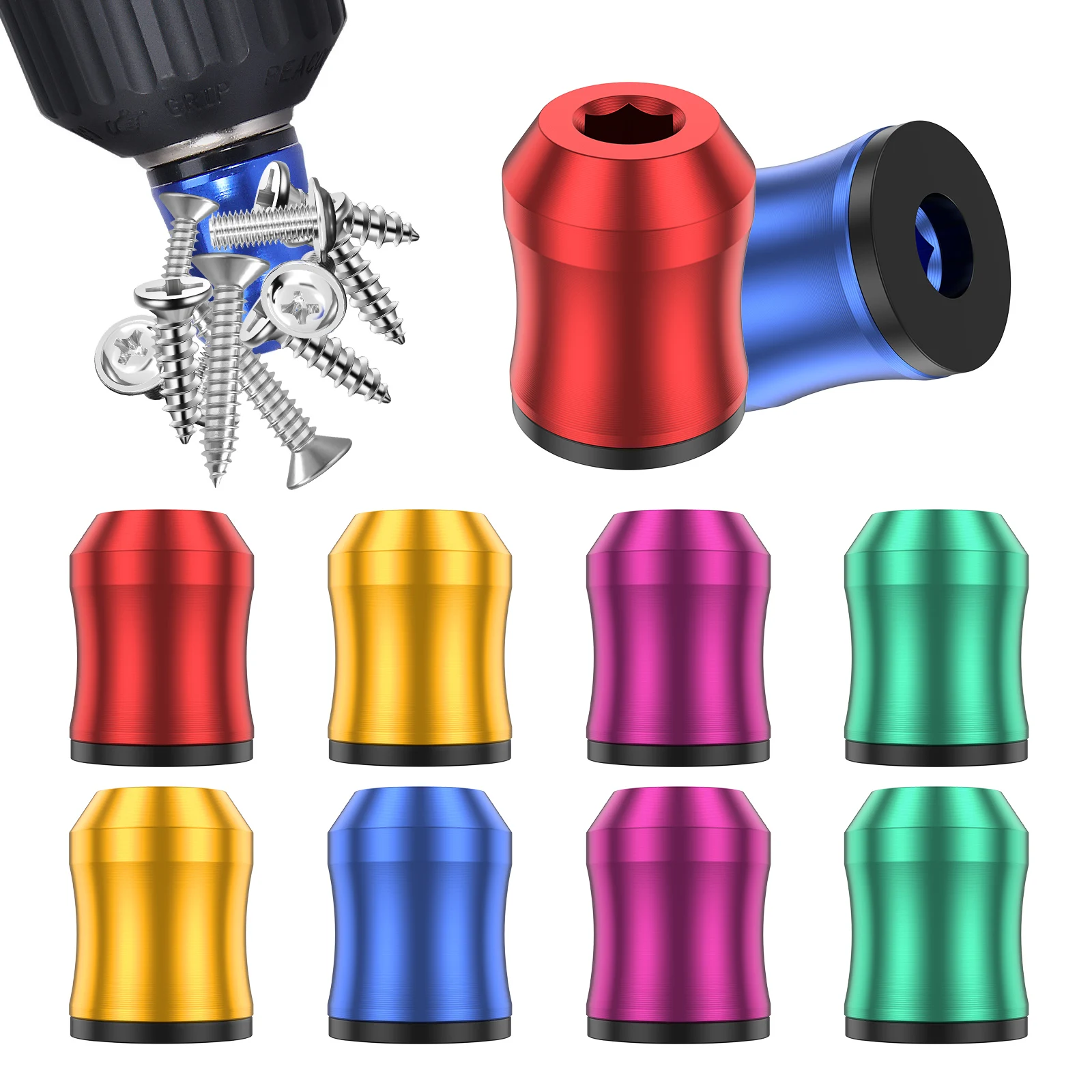 

10Pcs Screwdriver Head Magnetic Ring Magnetizer for Drill 1/4inch/6.35mm Magnetic Screw Ring for Hex Screwdriver and Power Bits