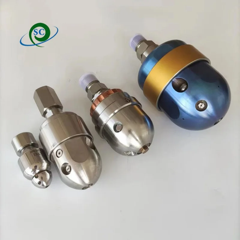 CS 1500 bar negotiates 4 inch pipes Self-rotating pipe cleaning nozzle Badger Nozzle for Curved Pipeline Cleaning toberas