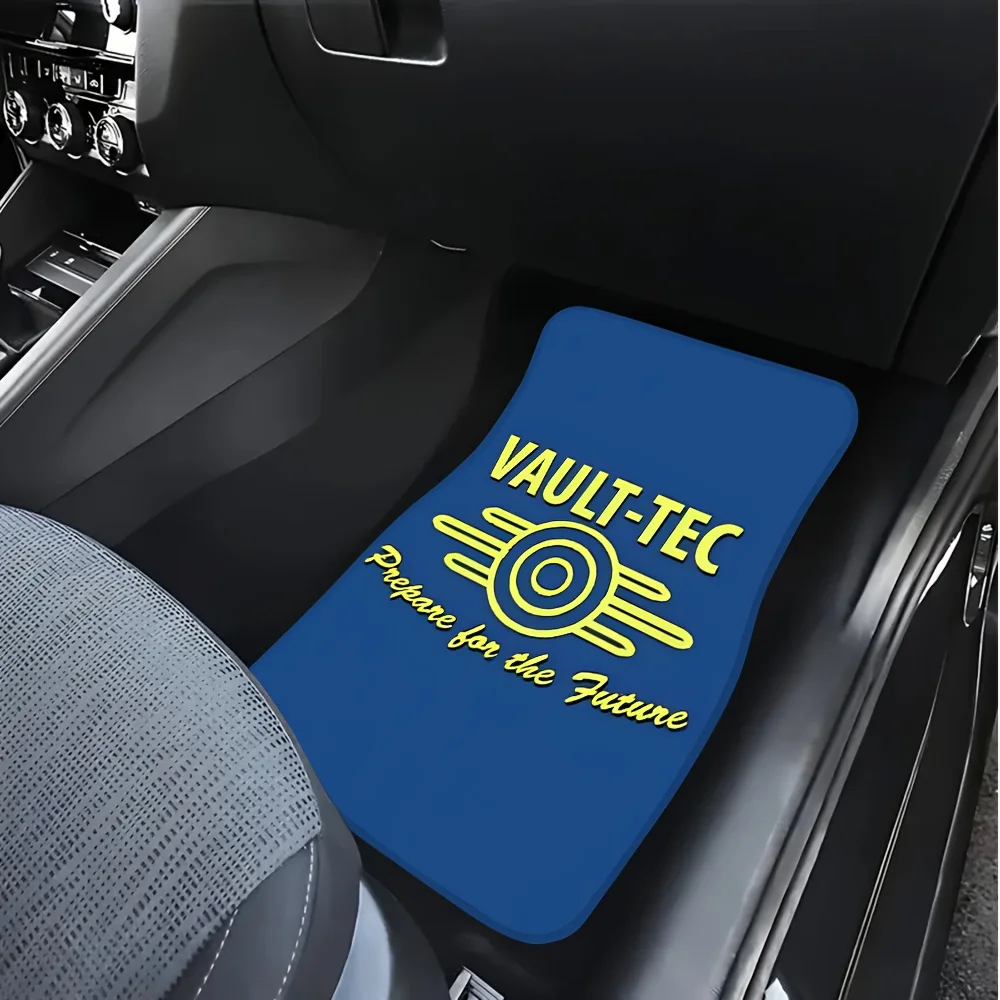 4pcs Blue VV-VAULT-Techs Minimalist Car Floor Mat Set | Polyester, Universal Fit For All Vehicle Types, Ideal For Holiday Gifts