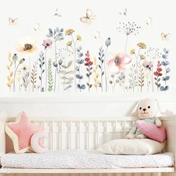 1pc Boho Style Watercolor Flowers Floral Wall Stickers for Living Room Kids Room Children Bedroom Wall Decals Home Decorative