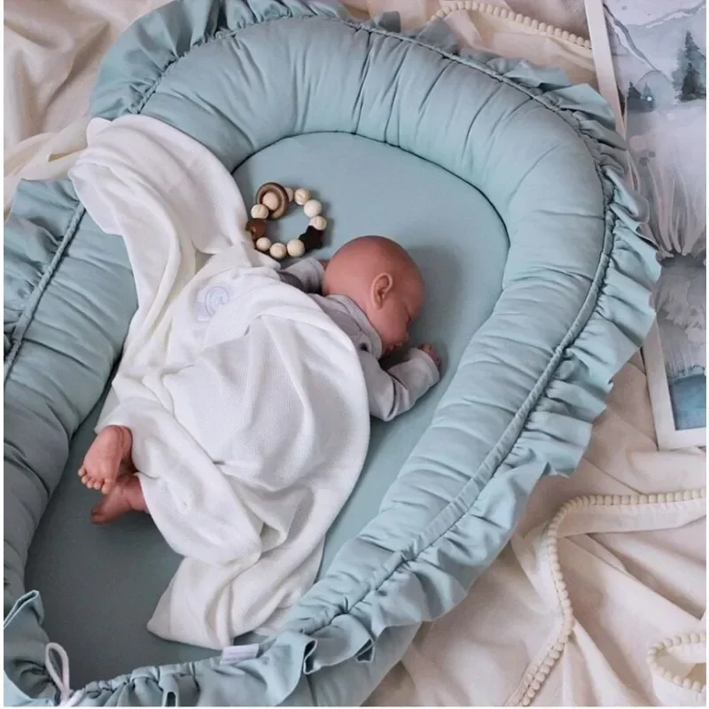 Toddler Bed Portable Newborn Baby Crib Portable Cotton Lace Womb-shaped Sleep Bed Co-sleeping Mattress Bed Bassinet