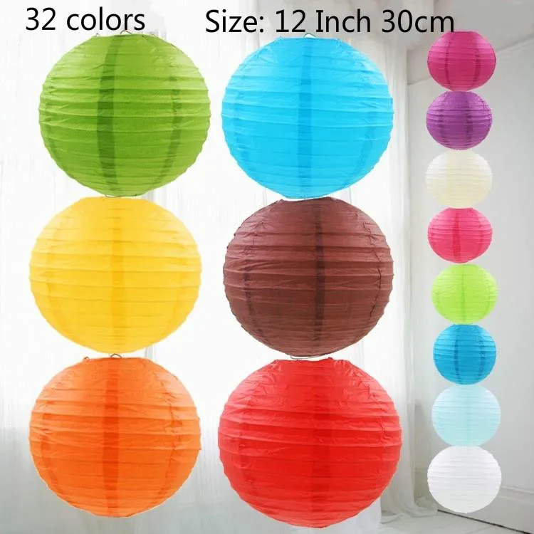 1pc 12 Inch 30cm Round DIY Hanging Lanterns Ball Paper Lantern Bar Decora Kids Birthday Party Wedding Decoration Party Supplies