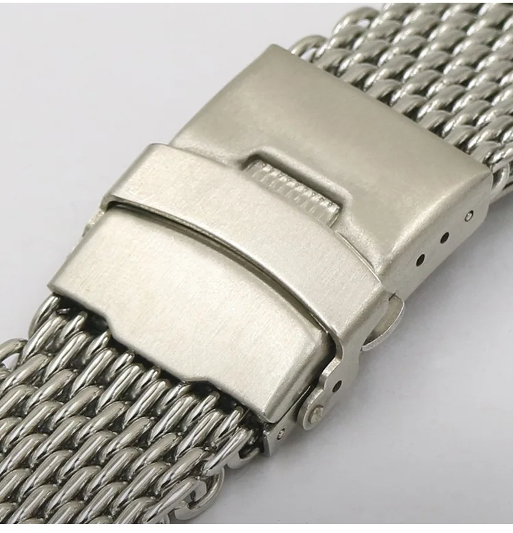 Stainless Steel Mesh Strap 18mm 20mm 22mm 24mm Dive Shark Milanese  Watchband Folding Buckle Rose Gold Wrist Belt Accessories