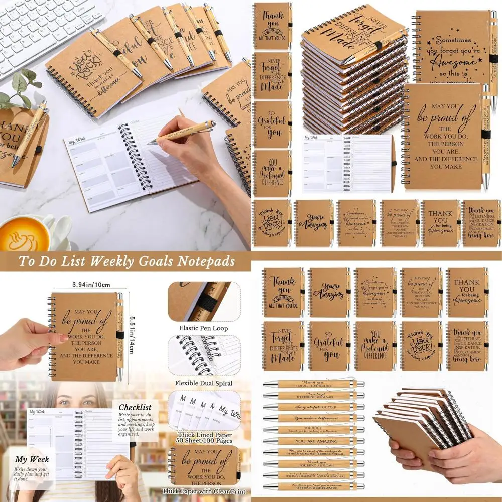

100-Piece Employee Recognition Gifts: A6 Weekly Planners 2026-2027, To-Do Notebooks, and Pens for Team and Volunteers