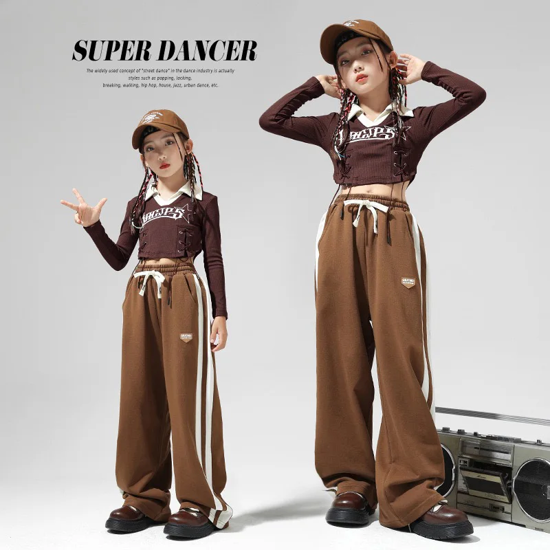 Mädchen Jazz Dance Kostüm für Kinder Hip-Hop Street Dance Regal Trommel Performance Kleidung Kinder Hip Hop Kostüme Tops Hosen Set