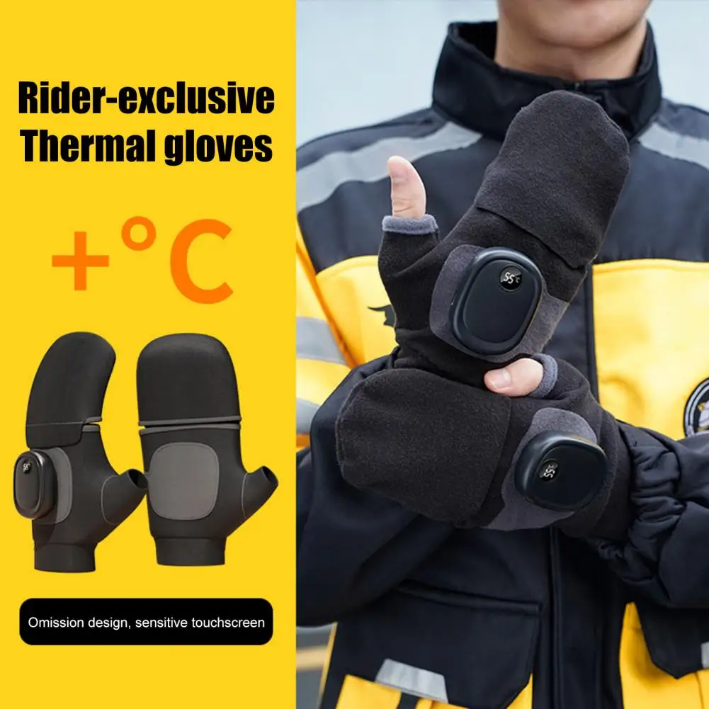 1 Pair Heated Gloves Smart Thermostat Control Rapid Heating Rechargeable Hand Warmers Electric Heating Glove for Work Cycling
