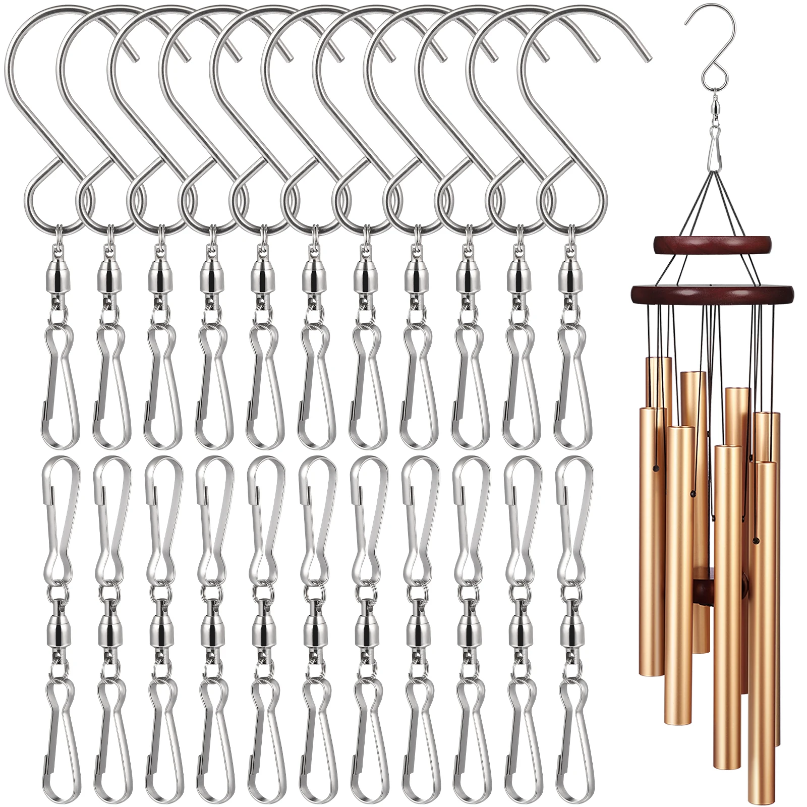 

40Pcs Rotating Swivel Hooks Double End Spiral Clips for Hanging Party Lights Wind Spinners Flag Display