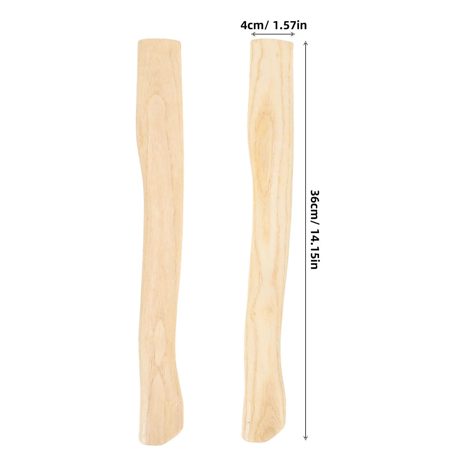 2Pcs Natural Wood Axe Handle Replacement Ergonomic Comfort Grip for Hatchet Tool Repair Heavy Duty Wooden Handle 36Cm DIY