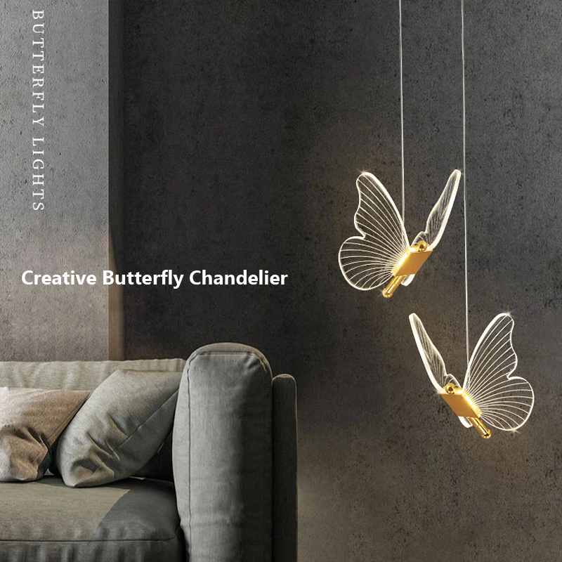 

Nordic Butterfly Pendant Lamp Bedroom Bedside Postmodern Bar Dinning Room light Living Backdrop Home Decors Lustre Chandelier