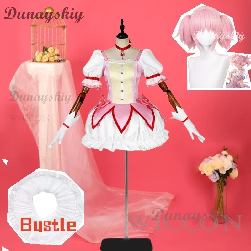 Puella Magi Kaname Madoka Cosplay Combat Costume Wig Anime Madoka Magica Halloween Party Outfits for Women