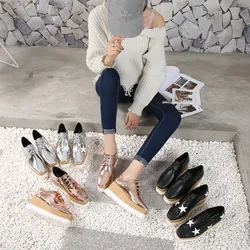 Chunky Sneakers Women Retro Running Stars Shoes Fashion Casual Pig Leather Square Toe Height Increased Platform Shoes