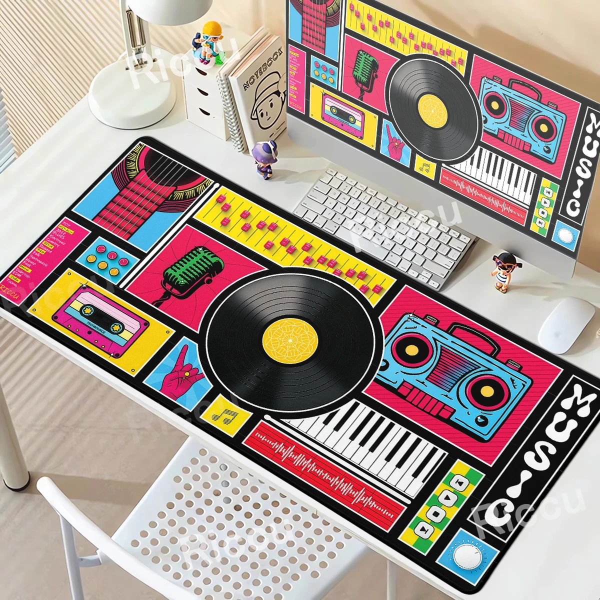 ヴィンテージカセットテープマウスパッド XXL 滑り止めゴム製マウスパッド音楽プレーヤーコンピュータ拡張マットラップトップアクセサリーデスクインテリア