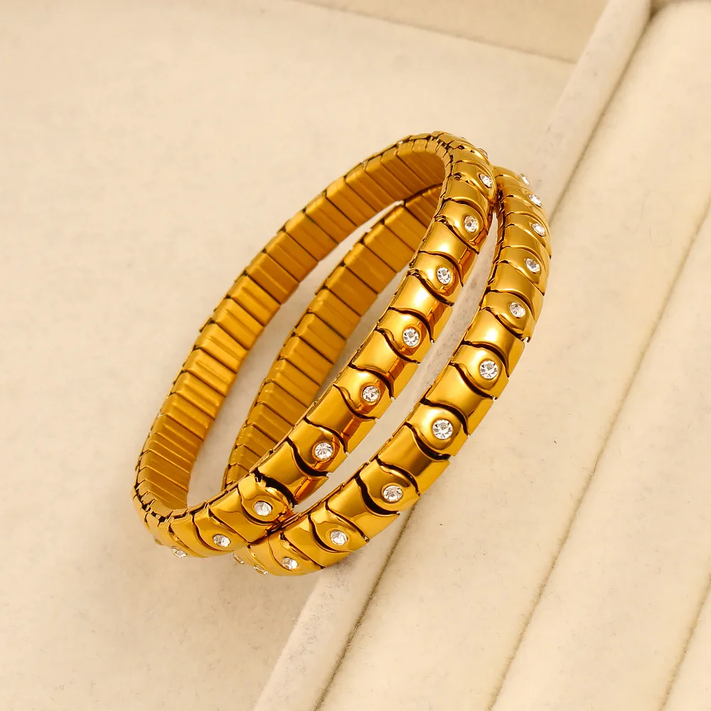 سوار مرن مرن مرصع بالألماس على الطراز الكانتوني عبر الحدود، فريد ومتعدد الاستخدامات، من الفولاذ المقاوم للصدأ