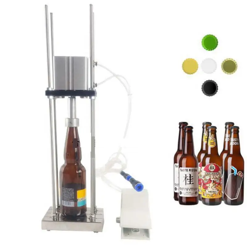 Pneumatic Beer Crown Cap Capping Machine Capper Soda Water Bottle Capper Steamwater Carbonated Drinks Bottle Lid Locking Lock