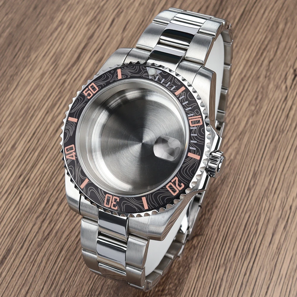 40mm 8215 Sliver Watch Case SUB Sapphire Crystal 120 Click For NH34 NH35 NH36 28.5mm Dial Polished Oyster Watchmaker Tools Part