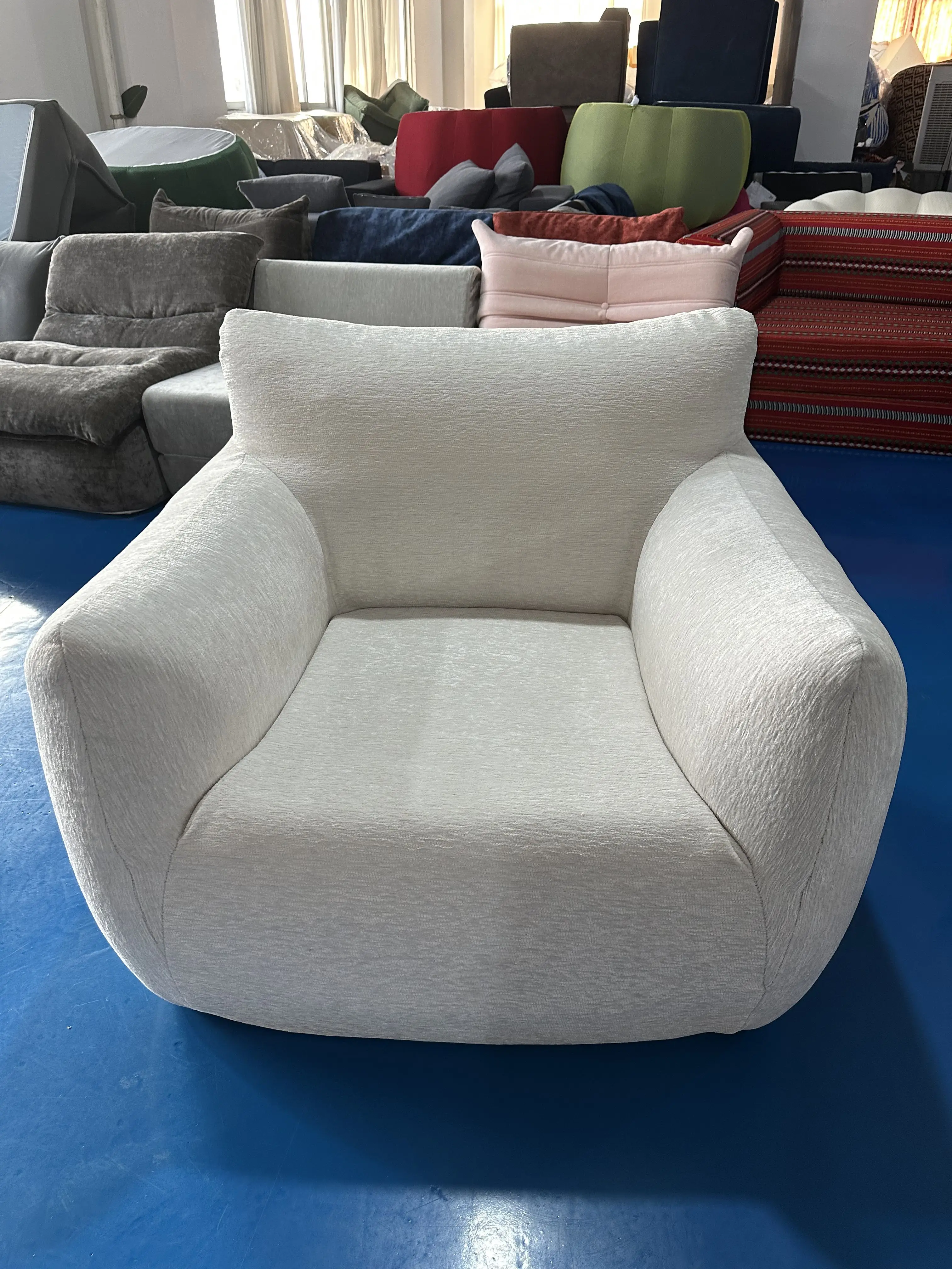 &Blue Fat Man Single Sofa Bed Modular Extendable Sponge Filled Upholstered Contemporary Fabric Design for Apartment and Villa