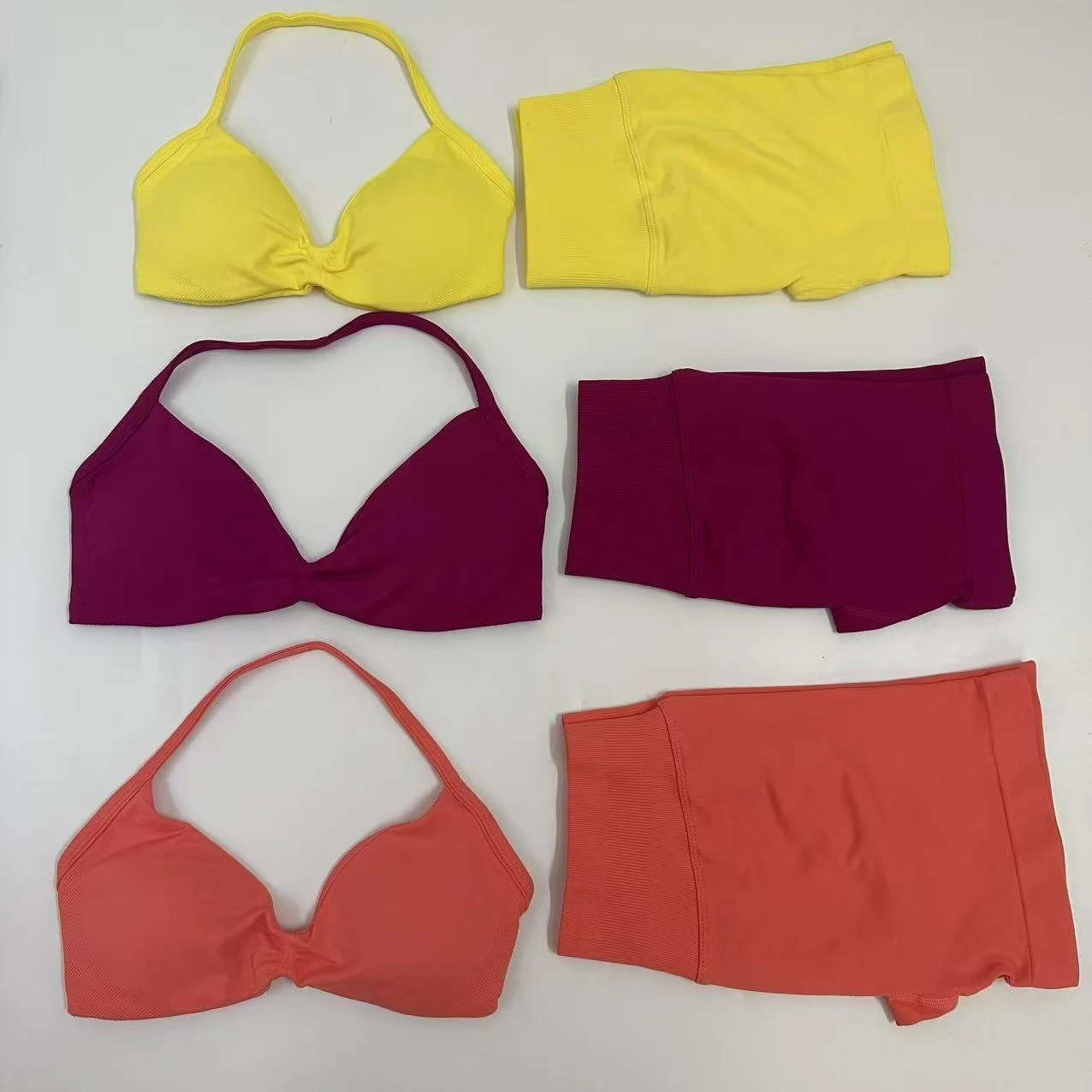 Yoga Seamless Yoga Set Women Workout Clothes Scrunch Shorts Set Halter Sports Bra Fitness Woman Sportswear Sports Suits image 2
