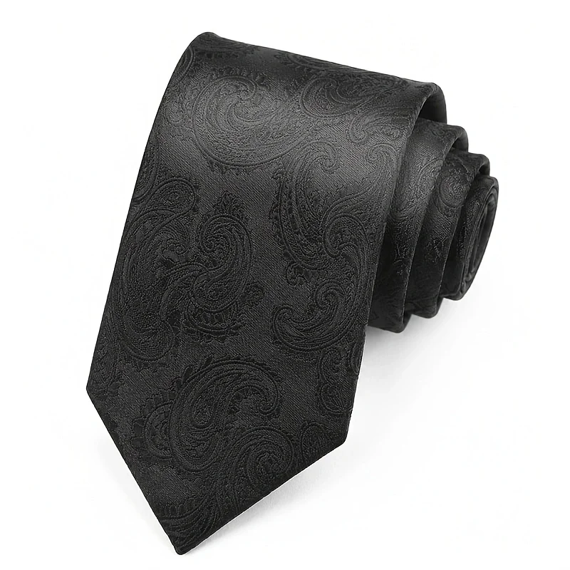 2Pcs Men's Black Jacquard Hand-Tied Tie 7.5cm (2.95Inch) Narrow Version Business Formal Tie with Hidden Pattern for Weddings, Banquets, Company Meetings, and Suit Accessories