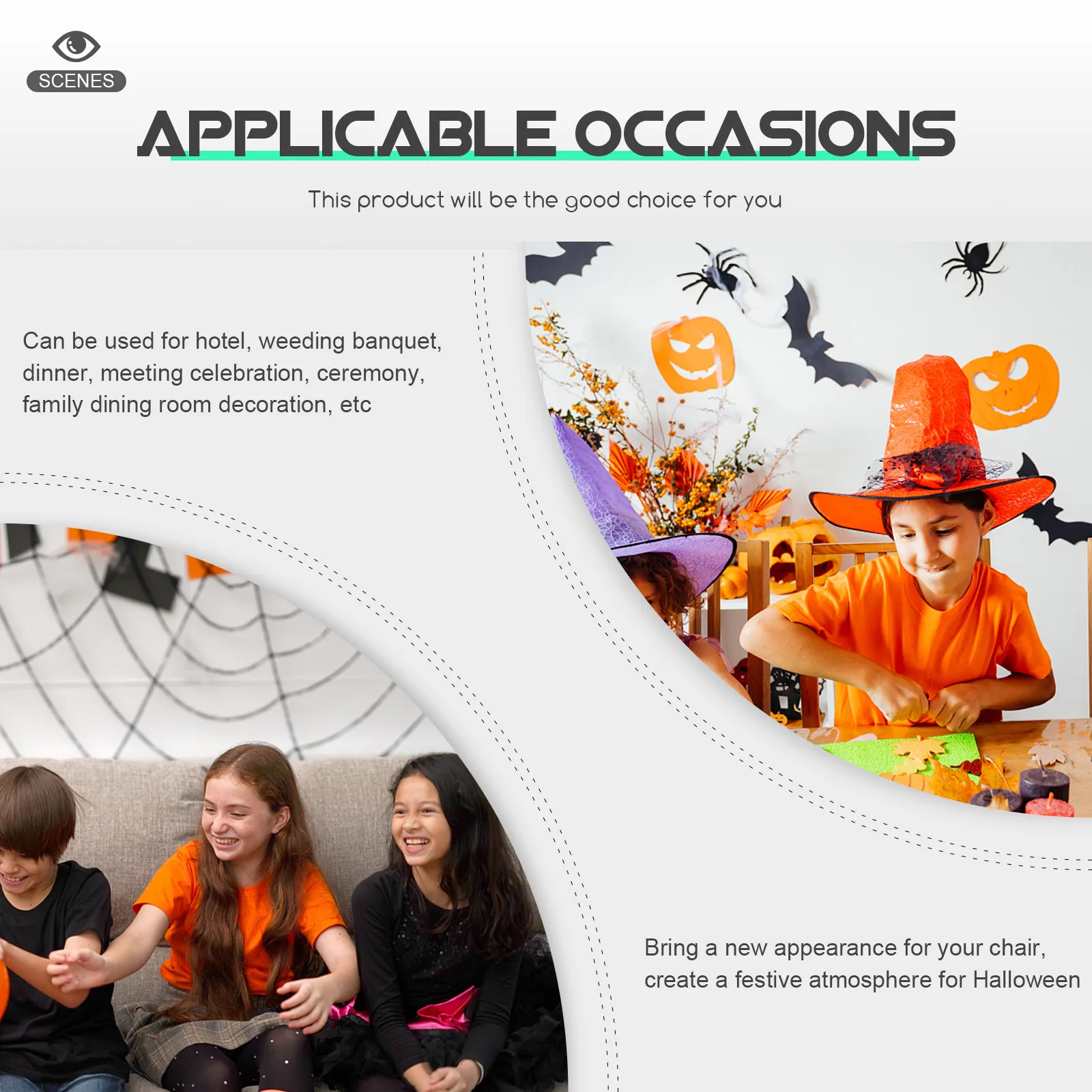 2Pcs Spooky Face Chair Cover Halloween Table Chair Covers Pumpkin Pattern Decorative Backrest Cover for Wedding Banquet Ceremony