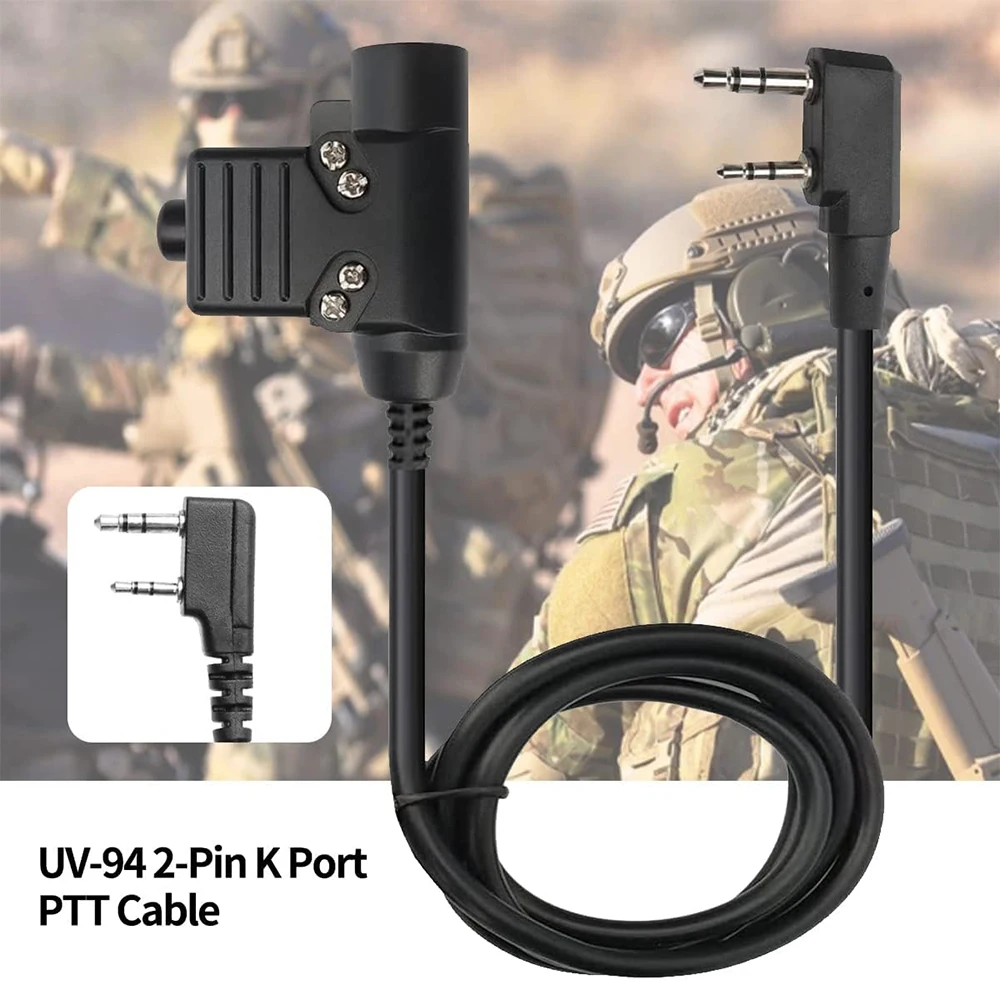 U94 PTT System Tactical Adapter 2 Pin 7.0mm Plug Push to Talk for Kenwood/Baofeng Radio