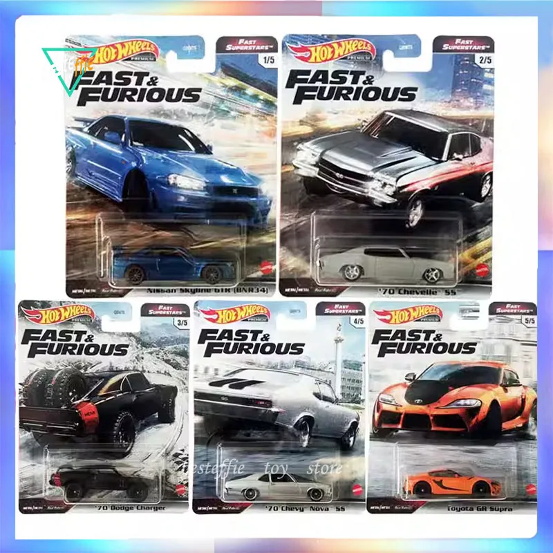 Hot Wheels  Original Fast And Furious Series Gbw75 Car Model Alloy 1/64 R34 Chevell Ss Dodg Charger Cars Model Collection Gift