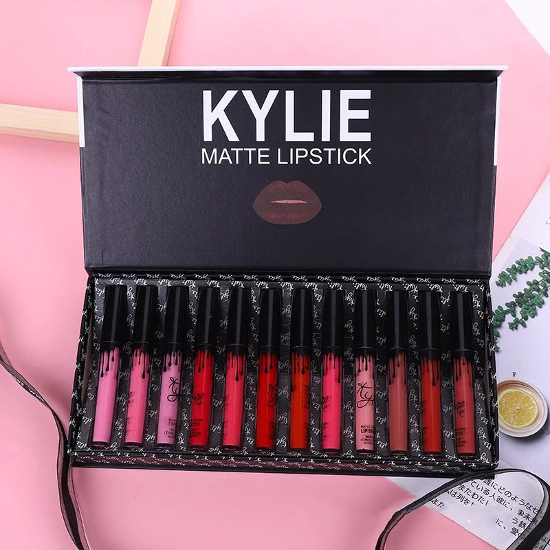 12pcs/1set Matte Lip Gloss Set Waterproof Long Lasting Moisturizing Lipstick Tubes Women Lip Tint Coametic Makeup