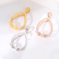 925 Sterling Silver Exquisite Pendant Empty Holder Fit 8-10mm Half Drilling Round Pearl DIY Necklace Charm Jewelry Making