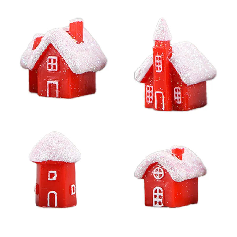Christmas House Santa Claus Sled Tree Snowman Figurine Doll House Home Decor Miniature Garden Decoration Accessories