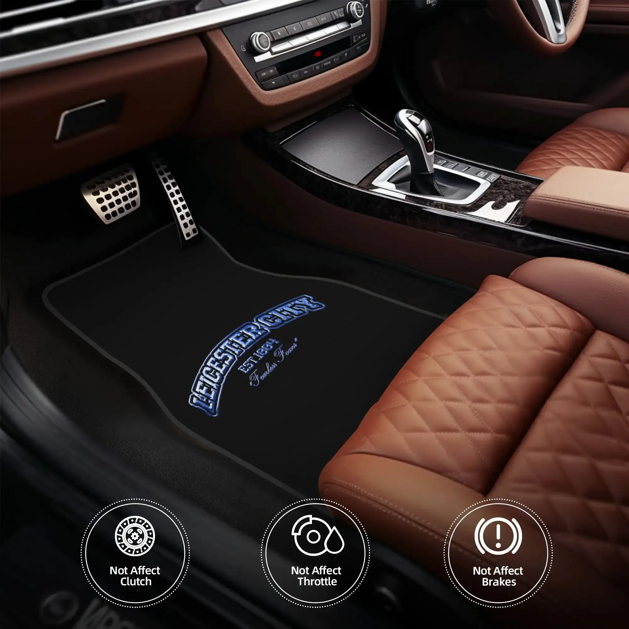 

4 шт. автомобильные коврики Leicester City FC — полное покрытие передних и задних сидений, прочный полиэстер, яркий дизайн с логотипом, подходит для внедорожников