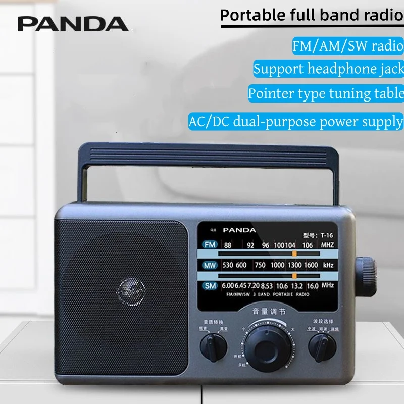 ポータブルフルバンドfm-am-wmハンドヘルドラジオ放送用半導体ロッドアンテナ、大口径スピーカーとヘッドフォンジャック付き