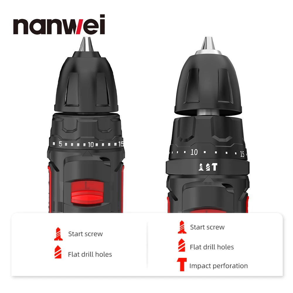 Nanwei 12 Mini Brushless Lithium Electric Drill Impact Rechargeable Multifunctional Household Hand Electric Screwdriver