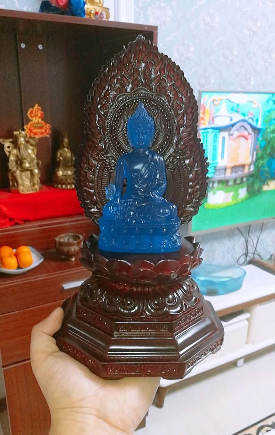 29CM Large HOME office GOOD Buddha Bless Greco-Buddhist + base statue efficacious talisman Decorate