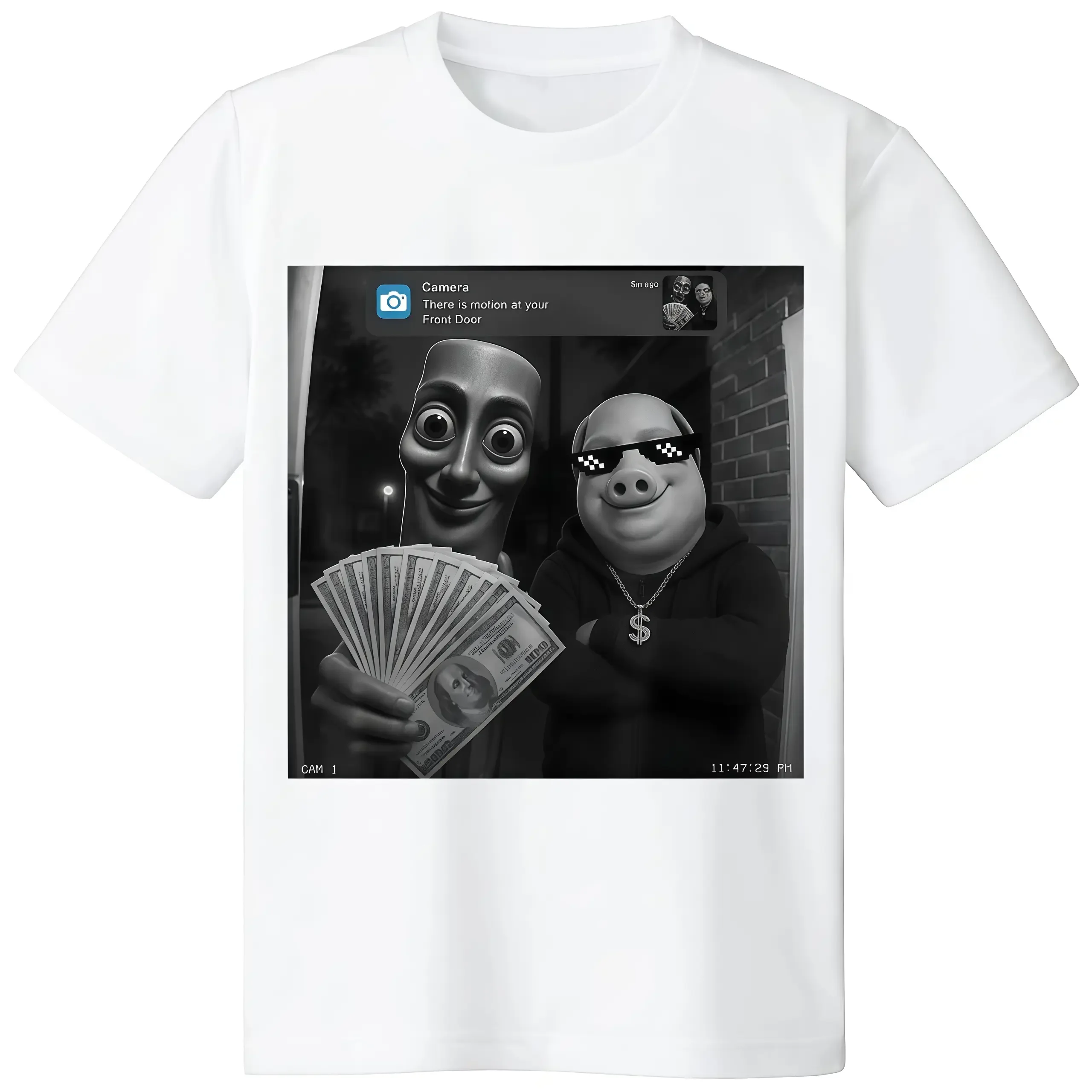 There Is Motion at Your Front Door Tung Tung Tung Sahur John Pork Meme Brainrot T-Shirt Funny Graphic Tees Casual Cotton Menswear Crew Neck Graphic Print Tee Top Womenswear Streetwear Tshirt Breathable