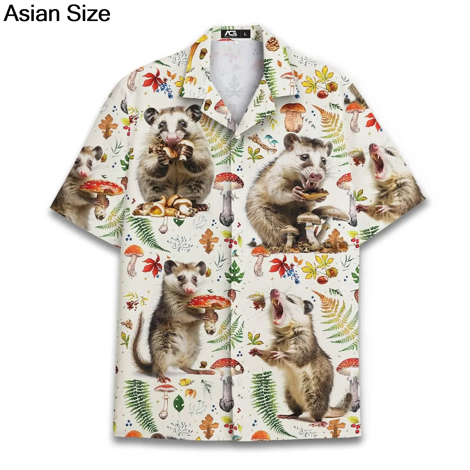 Funny Opossum Hawaiian Shirt Men Women Youth Clothes Vintage UFO Coffee Possum Shirts Weird Animal Aloha Button Short Sleeve