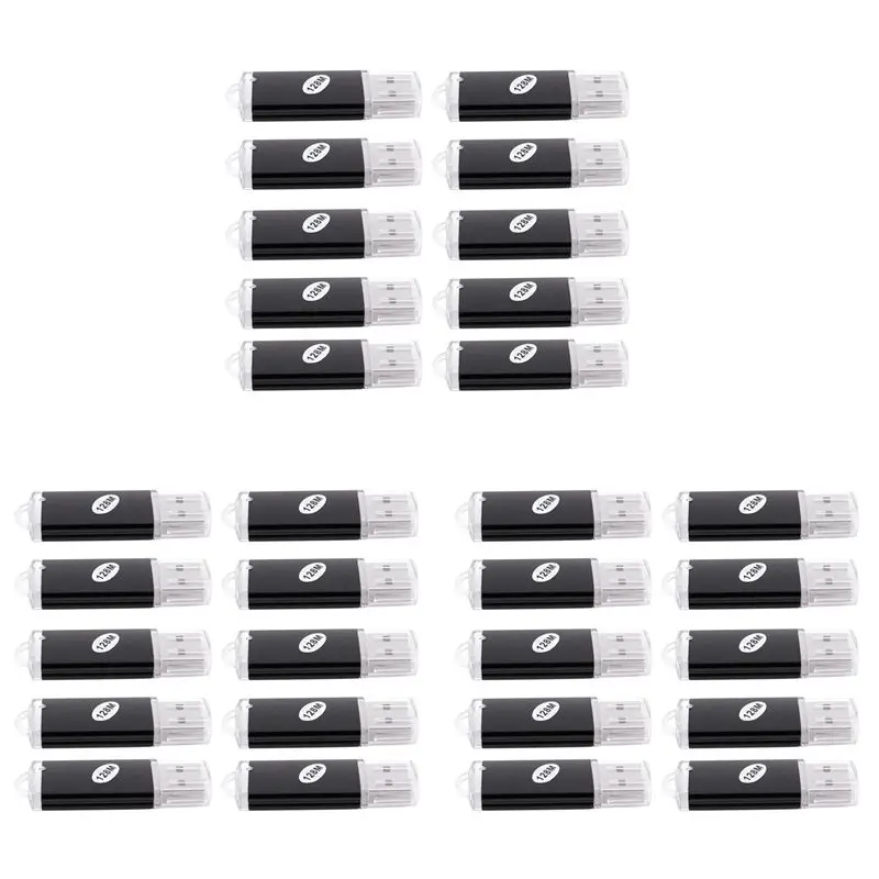 Stylish-30 X USB Memory 2.0 Memory Stick Flash Drive 128MB Gift Black